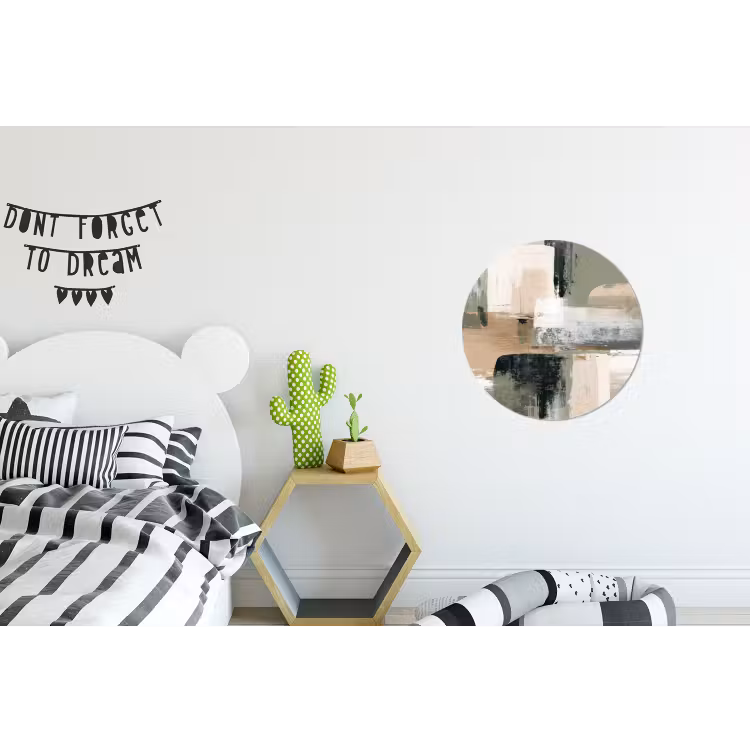 Penseelstreken - Abstract - Aardetinten Wandcirkel aluminium klein -kinderkamer