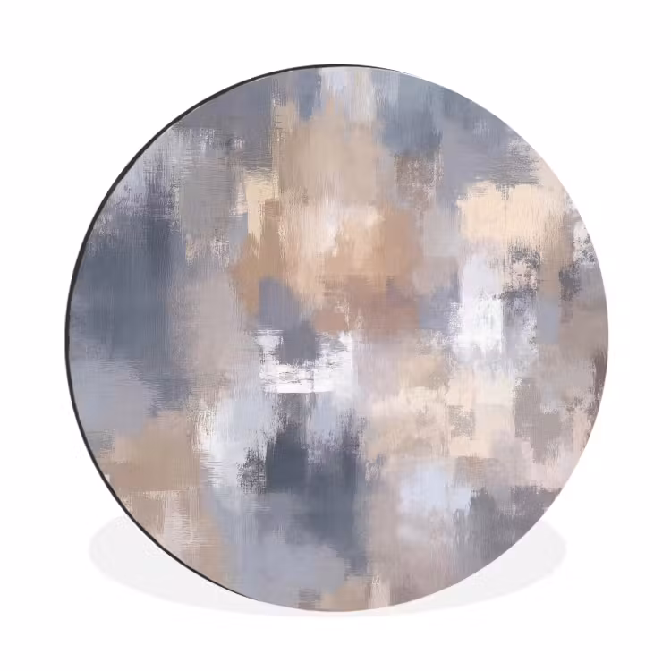 Penseelstreken - Schilderij - Beige Wandcirkel aluminium klein -3d