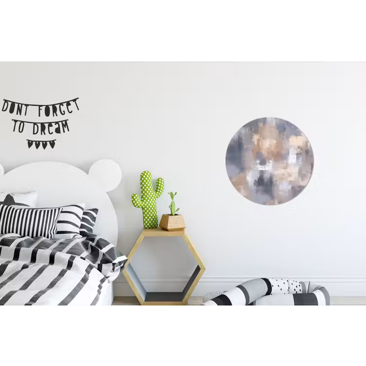 Penseelstreken - Schilderij - Beige Wandcirkel aluminium klein -kinderkamer
