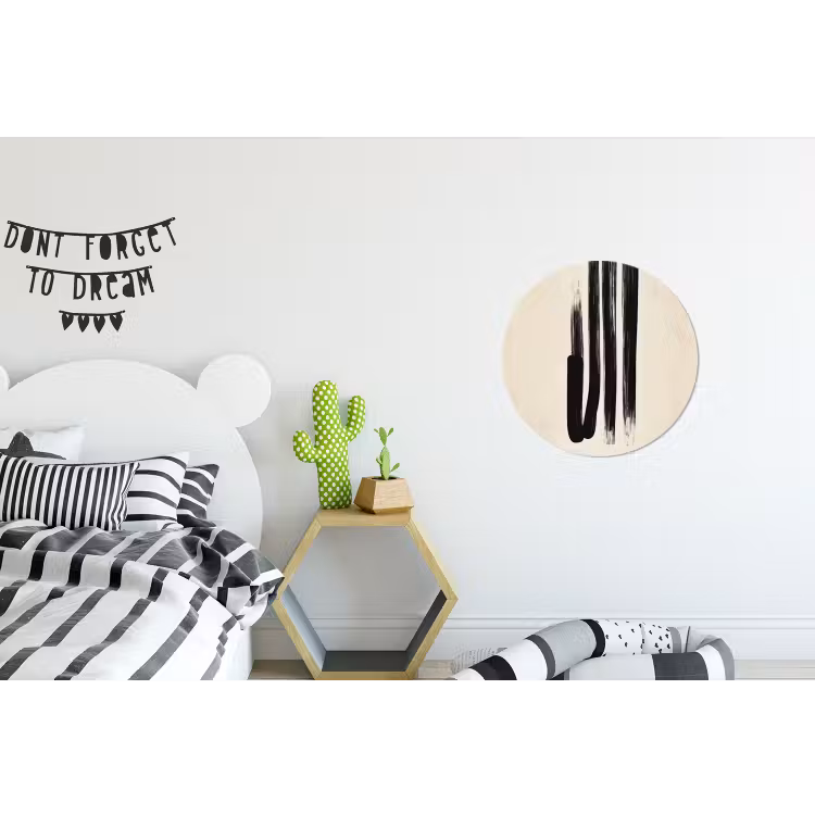 Penseelstreken - Verticaal - Zwart Wandcirkel aluminium klein -kinderkamer