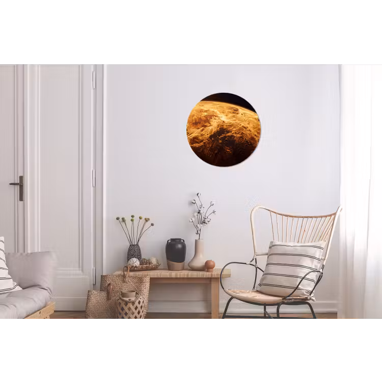 Alu-Dibond-Bild Rund - Planet – Weltraum – Orange - Planeet - Ruimte - Oranje Wandcirkel aluminium klein