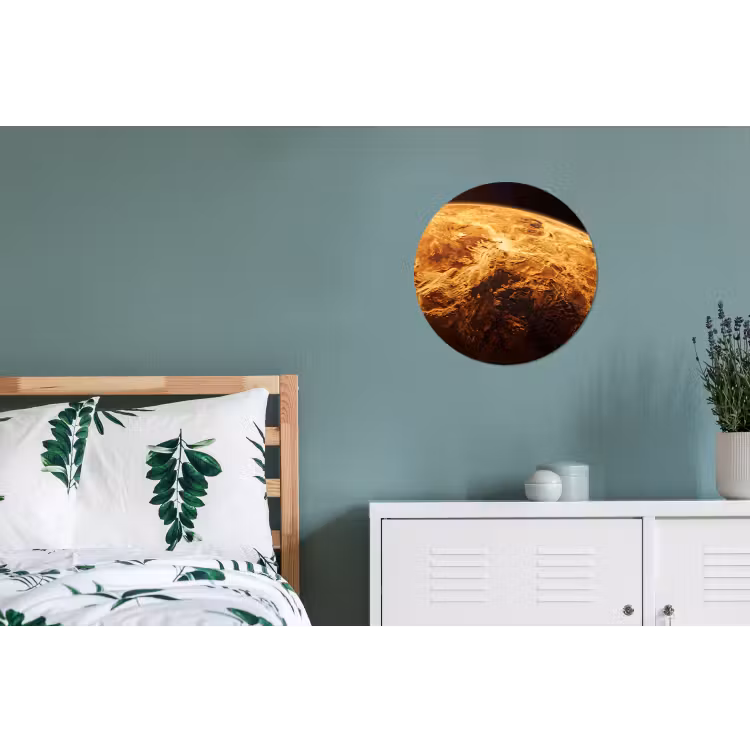Alu-Dibond-Bild Rund - Planet – Weltraum – Orange - Planeet - Ruimte - Oranje Wandcirkel aluminium klein