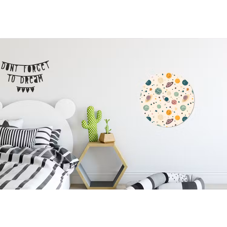 Planeten - Retro - Kleurrijk Wandcirkel aluminium klein 190 -kinderkamer