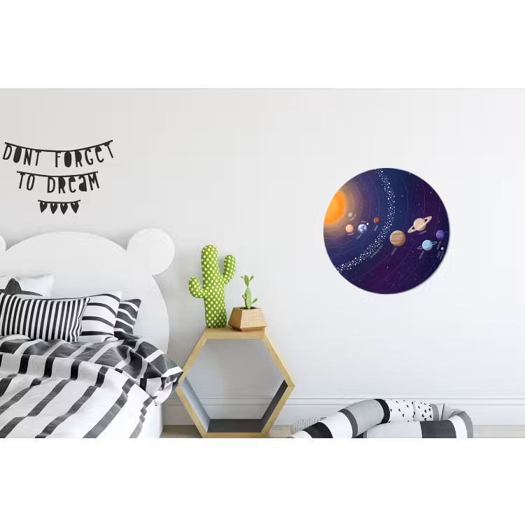 Planetenstelsel - Ruimte - Illustratie Wandcirkel aluminium klein -kinderkamer