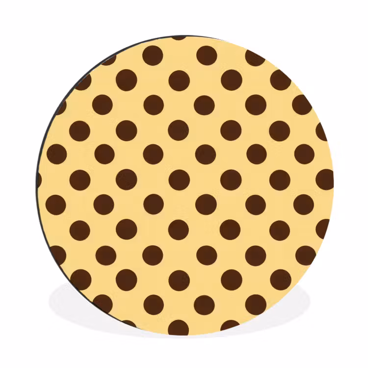 Polka Dot - Stippen - Retro - Geel - Bruin Wandcirkel aluminium klein 190 -3d