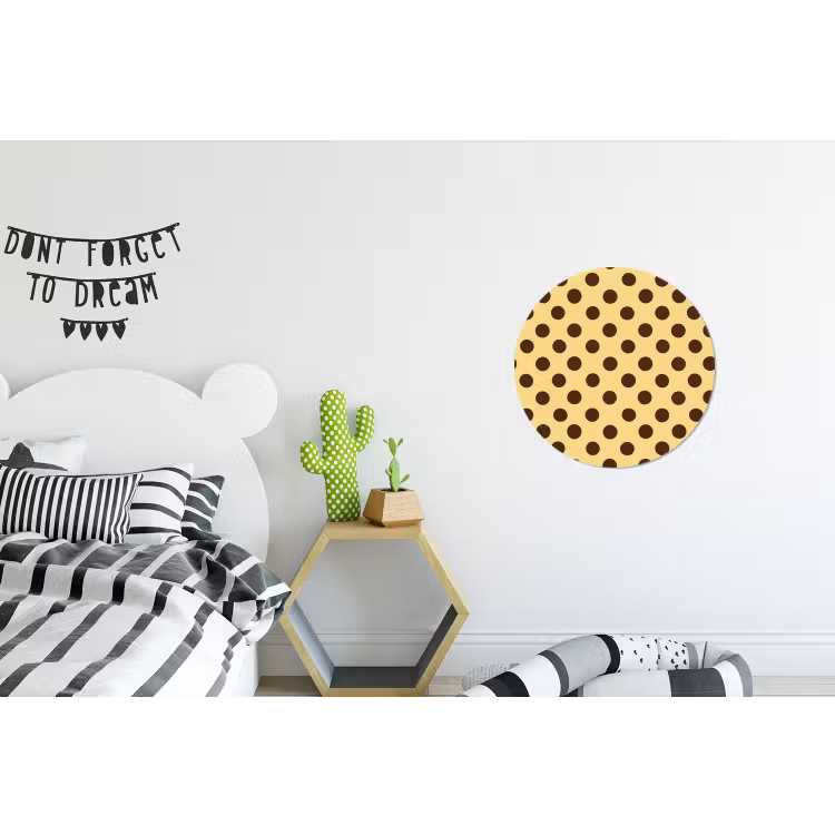 Polka Dot - Stippen - Retro - Geel - Bruin Wandcirkel aluminium klein 190 -kinderkamer