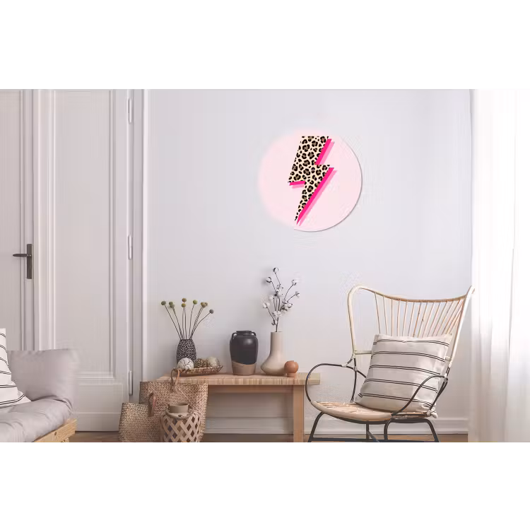 Stippen - Roze - Bliksem Wandcirkel aluminium klein -woonkamer