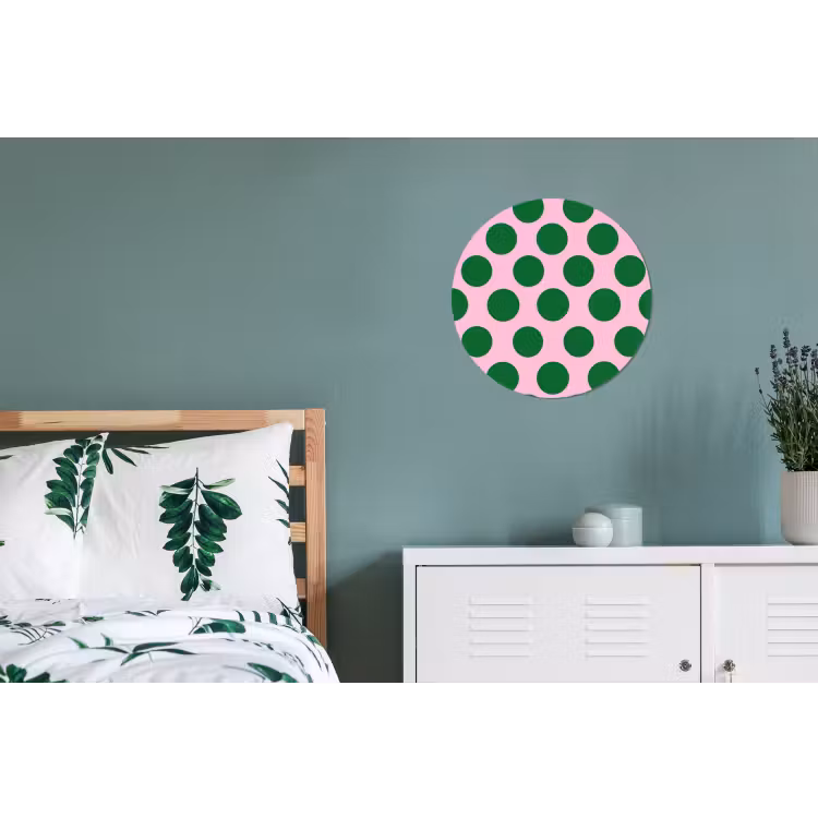 Polkadots - Patroon - Groen Wandcirkel aluminium klein 190 -slaapkamer