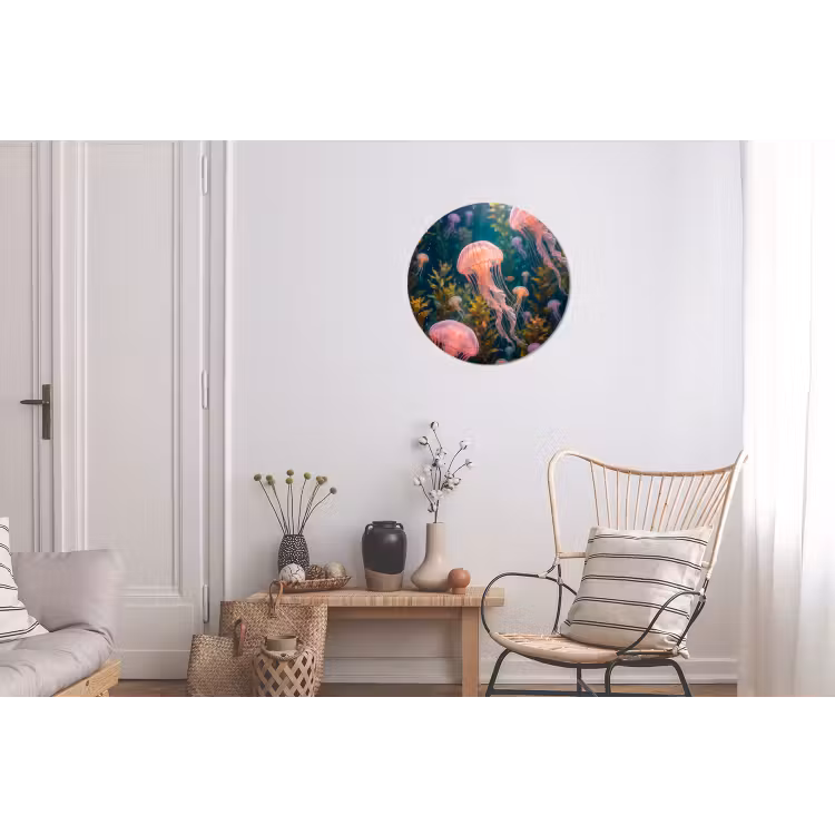 Kwal - Roze - Onderwater - Zeeleven - Dieren Wandcirkel aluminium klein -woonkamer