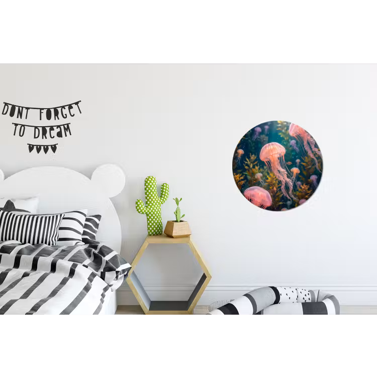 Kwal - Roze - Onderwater - Zeeleven - Dieren Wandcirkel aluminium klein -kinderkamer