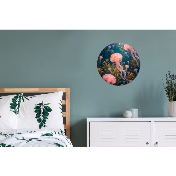 Kwal - Roze - Onderwater - Zeeleven - Dieren Wandcirkel aluminium klein -slaapkamer
