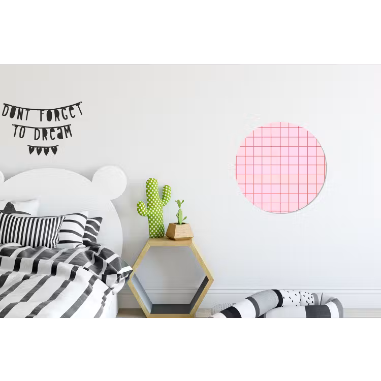 Raster - Patroon - Roze Wandcirkel aluminium klein 190 -kinderkamer