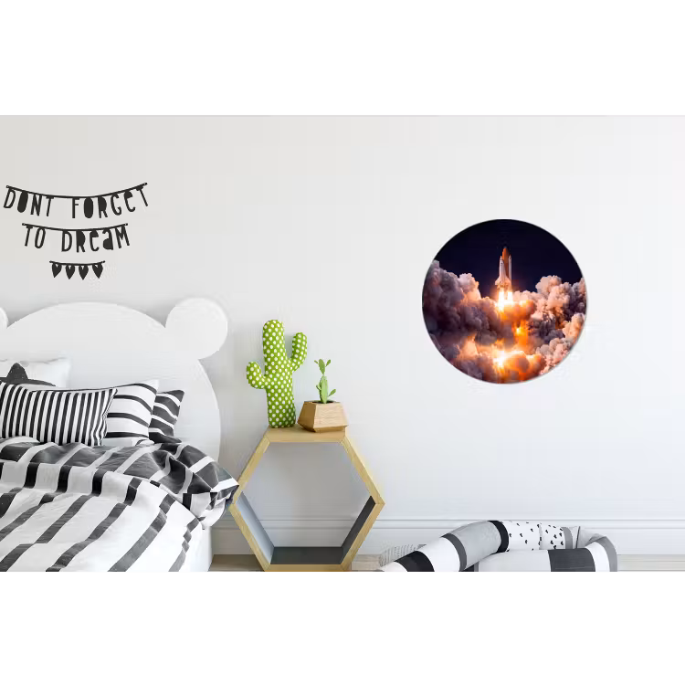 Alu-Dibond-Bild Rund - Raumfahrzeug – Start – Sterne - Ruimtevaartuig - Lancering - Sterren Wandcirkel aluminium klein
