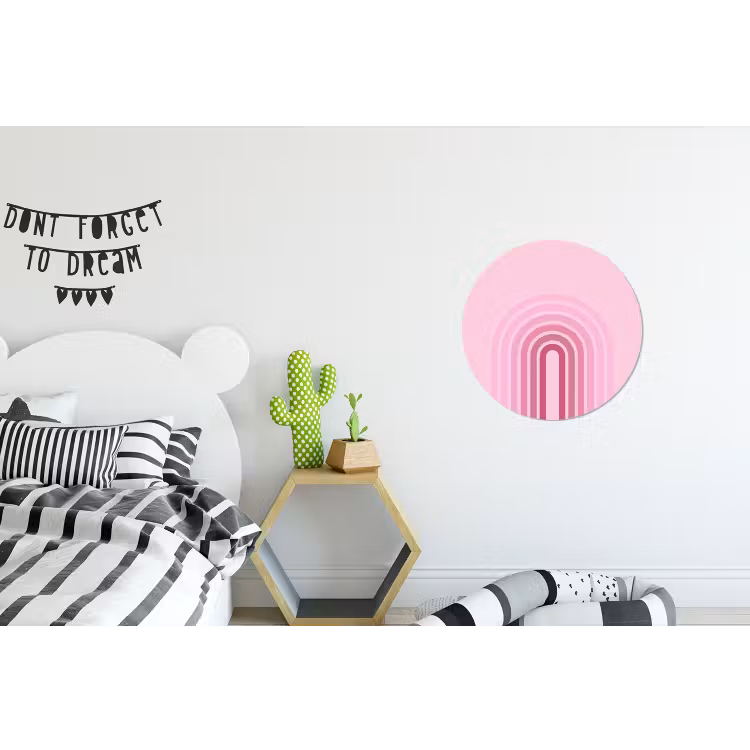 Regenboog - Roze - Abstract - Modern - Minimalistisch Wandcirkel aluminium klein -kinderkamer