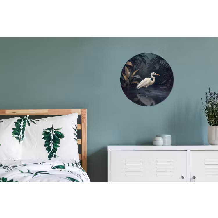 Reiger - Water - Natuur - Modern - Wit Wandcirkel aluminium klein -slaapkamer