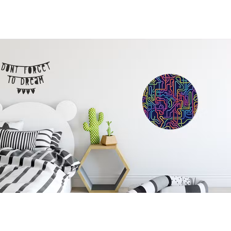 Retro - Abstract - Neon Wandcirkel aluminium klein -kinderkamer