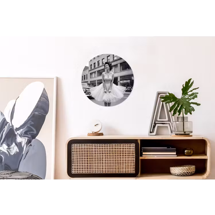Retro - Vrouw - Zwart - Wit Wandcirkel aluminium klein -kantoor