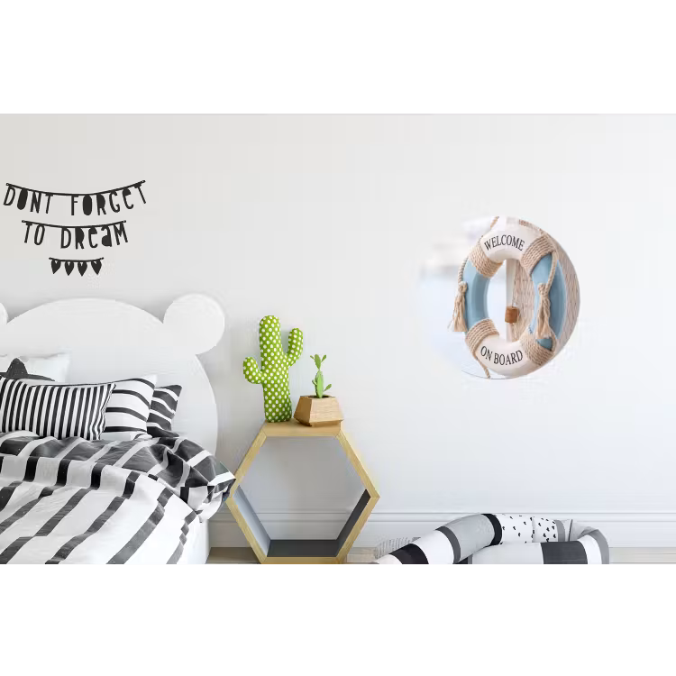 Reddingsboei - Maritiem - Welkom - Blauw - Wit Wandcirkel aluminium klein -kinderkamer