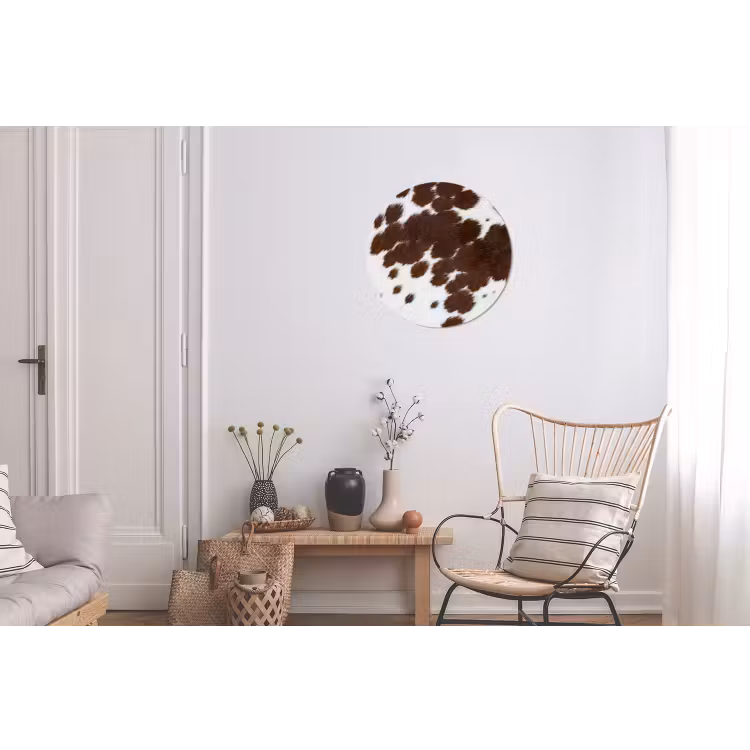 Koeienhuid - Klassiek - Bruin Wandcirkel aluminium klein -woonkamer
