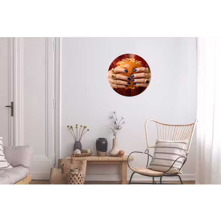Broodje - Bontjas - Goud Wandcirkel aluminium klein -woonkamer