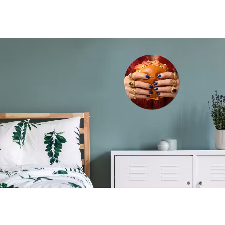 Broodje - Bontjas - Goud Wandcirkel aluminium klein -slaapkamer