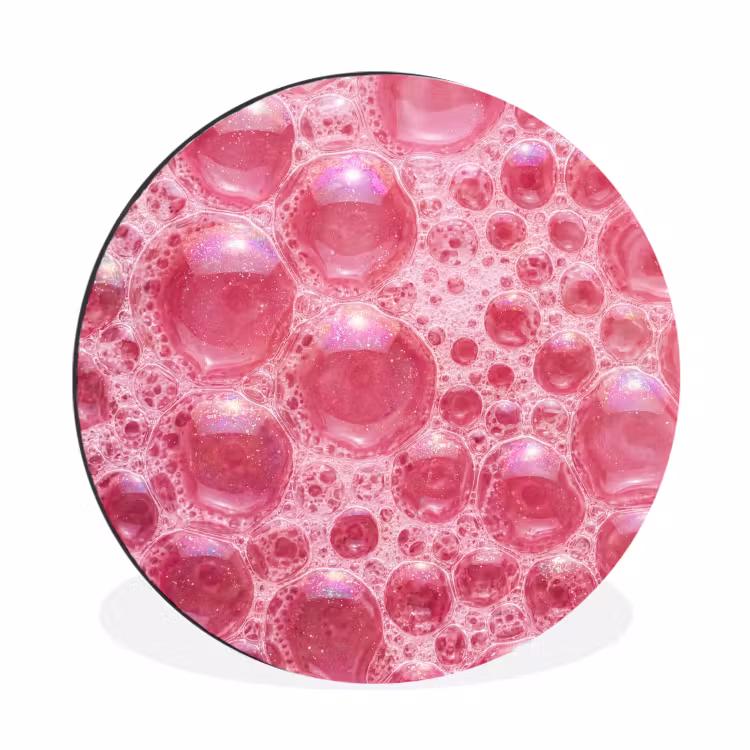 Roze - Schuim - Bubbels Wandcirkel aluminium klein -3d