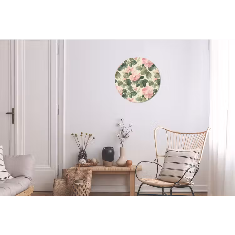 Rozen - Botanisch - Roze Wandcirkel aluminium klein 190 -woonkamer
