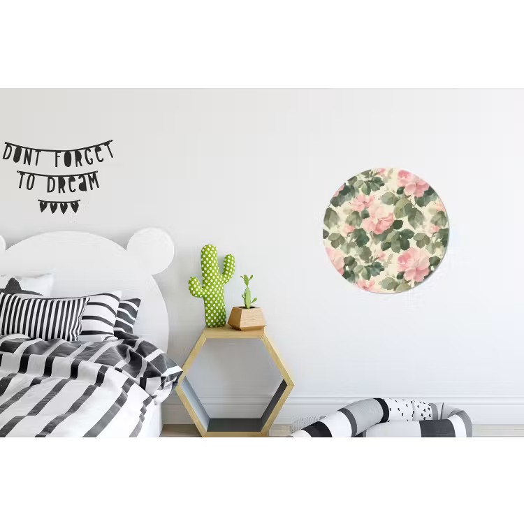Rozen - Botanisch - Roze Wandcirkel aluminium klein 190 -kinderkamer