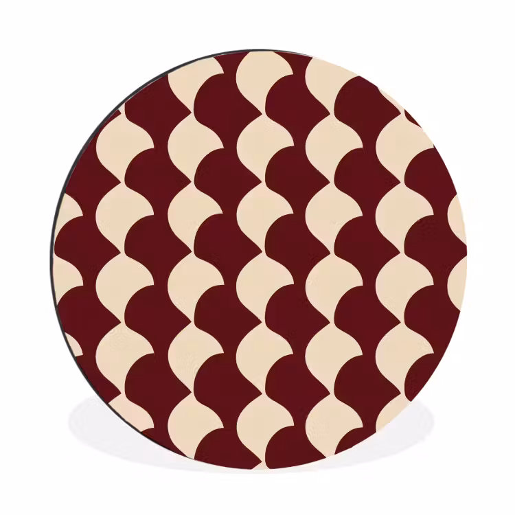 Rood - Tegelpatroon - Crème Wandcirkel aluminium klein 190 -3d