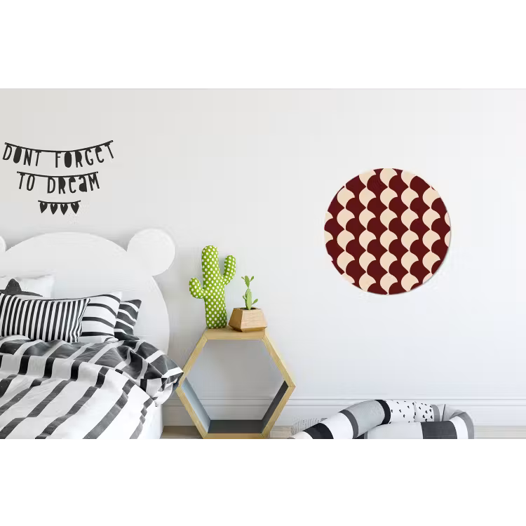 Rood - Tegelpatroon - Crème Wandcirkel aluminium klein 190 -kinderkamer