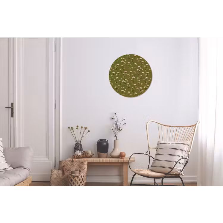 Landelijk - Bloemen - Groen Wandcirkel aluminium klein 190 -woonkamer