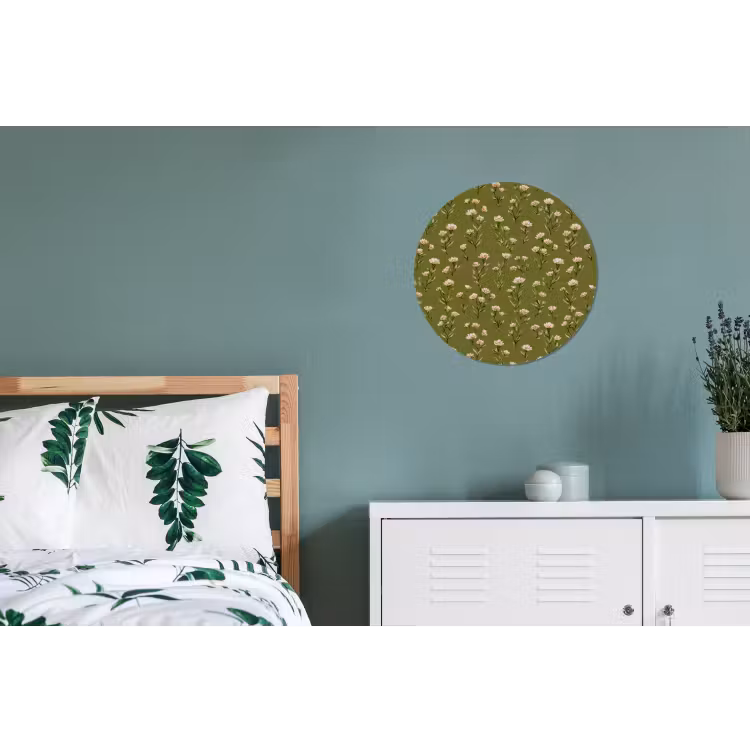 Landelijk - Bloemen - Groen Wandcirkel aluminium klein 190 -slaapkamer