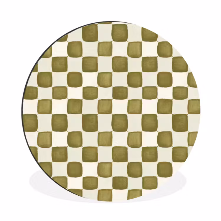 Schaak - Patroon - Groen Wandcirkel aluminium klein 190 -3d