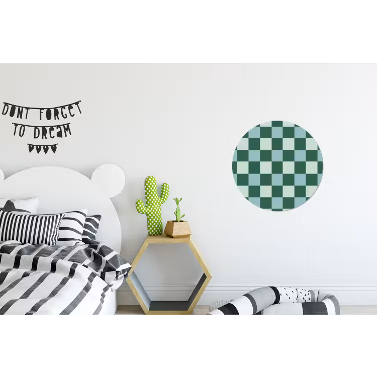 Schaakbord - Klassiek - Groen Wandcirkel aluminium klein 190 -kinderkamer
