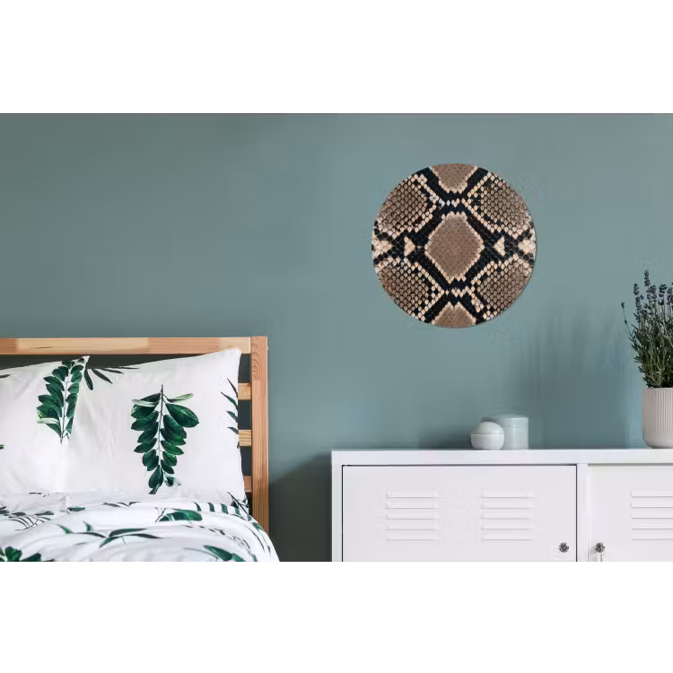 Slangenprint - Python - Bruin Wandcirkel aluminium klein -slaapkamer