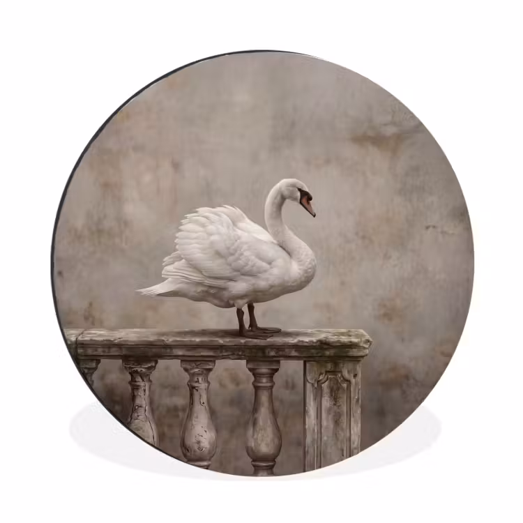 Zwaan - Elegant - Dieren - Wit Wandcirkel aluminium klein -3d