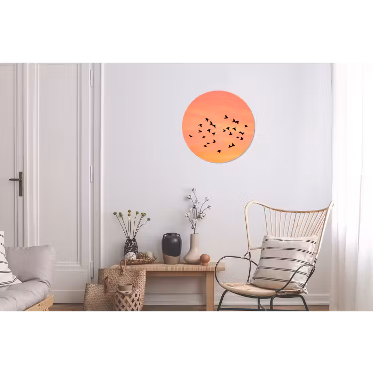 Zwerm - Vogels - Oranje Wandcirkel aluminium klein -woonkamer