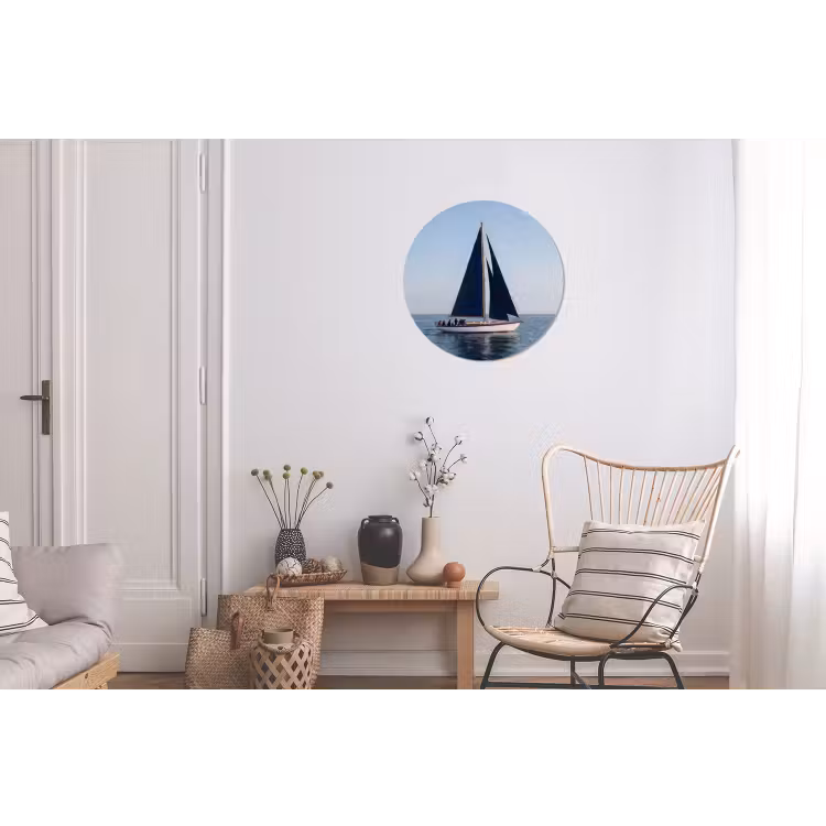 Zeilboot - Zee - Blauw Wandcirkel aluminium klein -woonkamer