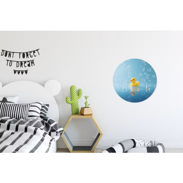 Bubbels - Badeend - Geel Wandcirkel aluminium klein -kinderkamer