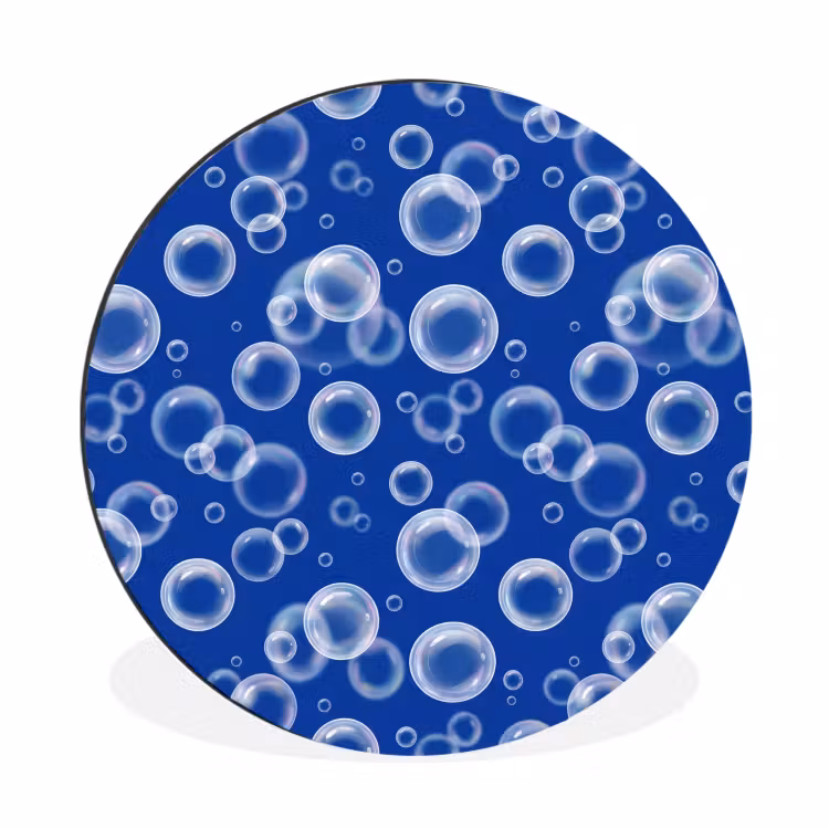 Bubbels - Patroon - Blauw Wandcirkel aluminium klein -3d