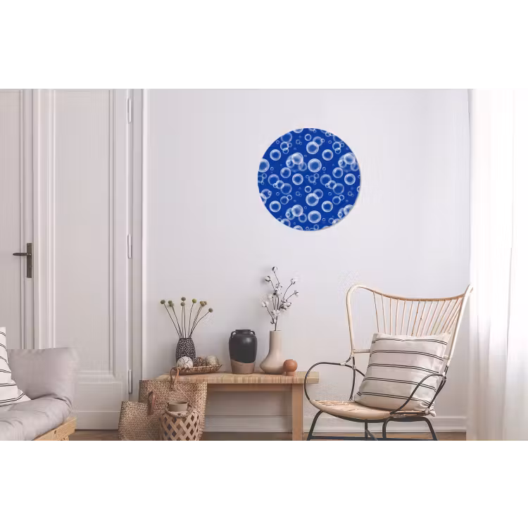 Bubbels - Patroon - Blauw Wandcirkel aluminium klein -woonkamer