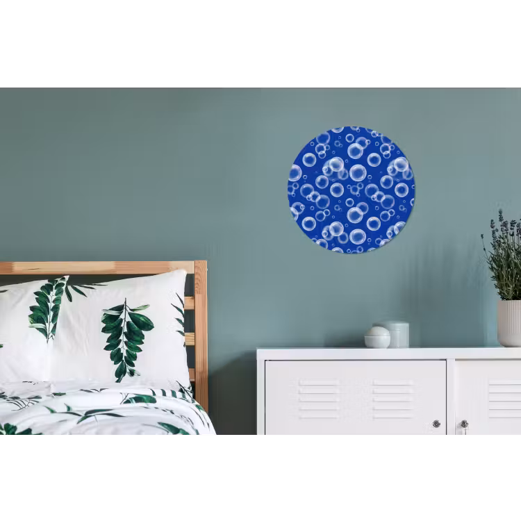 Bubbels - Patroon - Blauw Wandcirkel aluminium klein -slaapkamer