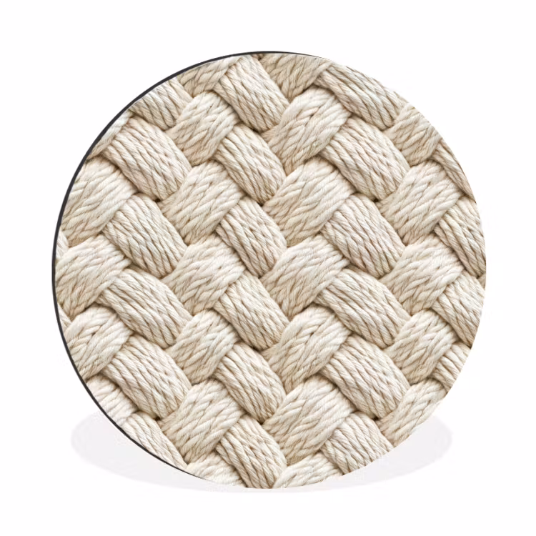 Touw - Gebreid - Beige Wandcirkel aluminium klein 190 -3d