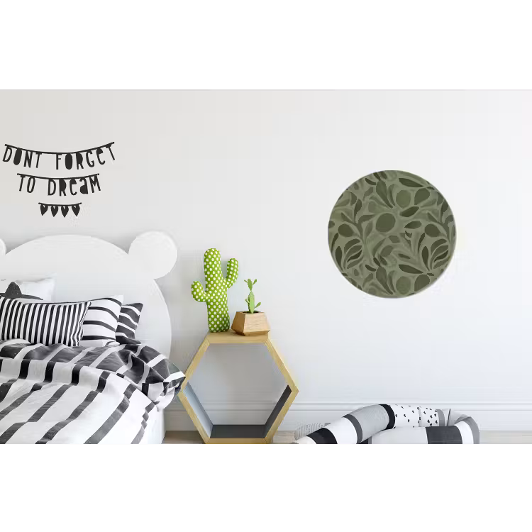 Sereen - Bladeren - Groen Wandcirkel aluminium klein 190 -kinderkamer