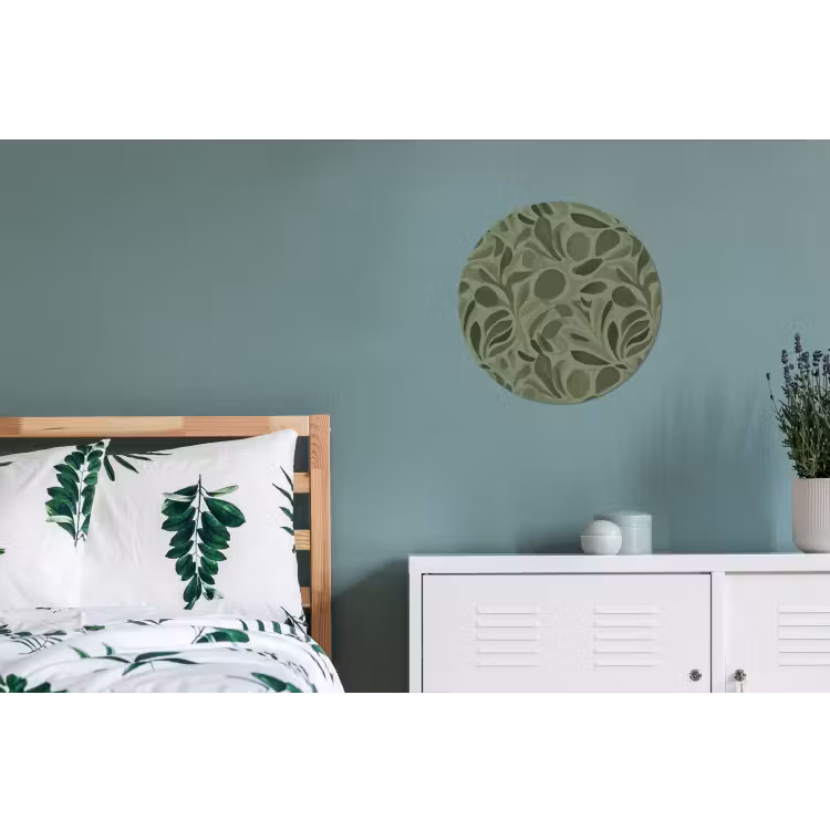 Sereen - Bladeren - Groen Wandcirkel aluminium klein 190 -slaapkamer