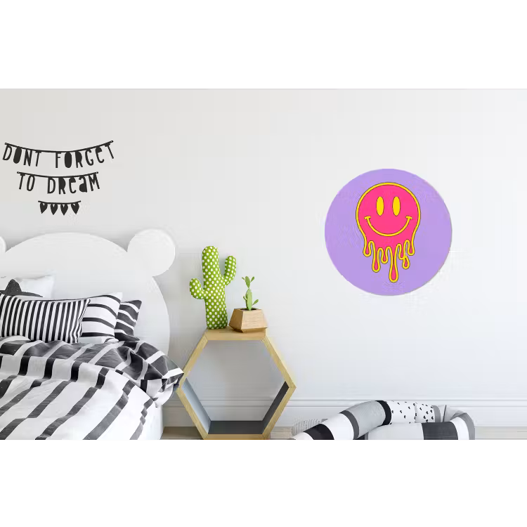 Smiley - Drip - Neon Wandcirkel aluminium klein -kinderkamer
