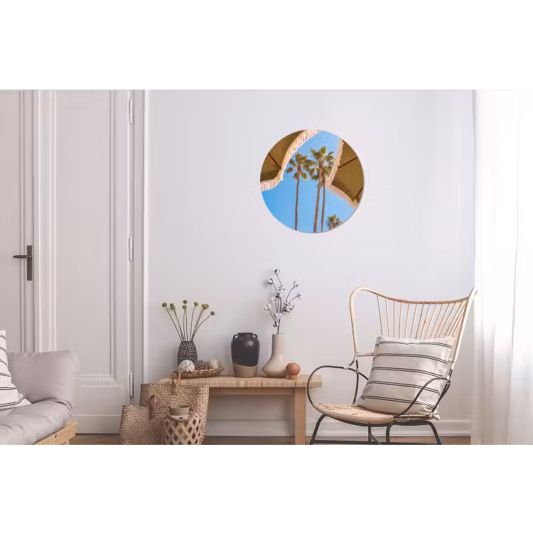 Parasol - Groen - Franjes - Zomer - Tropisch Wandcirkel aluminium klein -woonkamer
