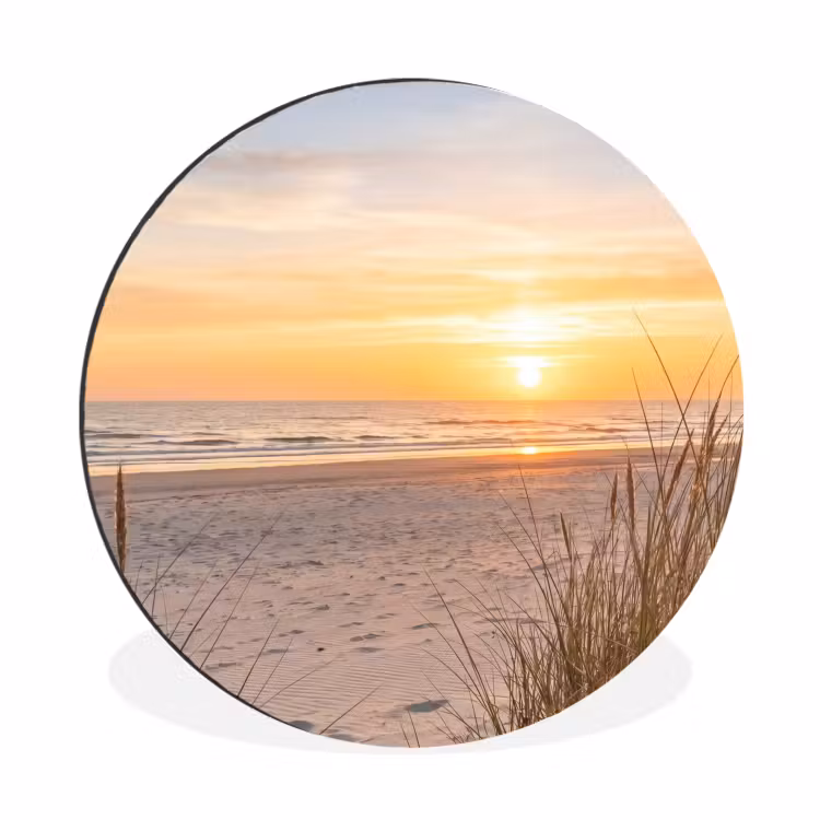 Zonsondergang - Duinen - Zee Wandcirkel aluminium klein -3d