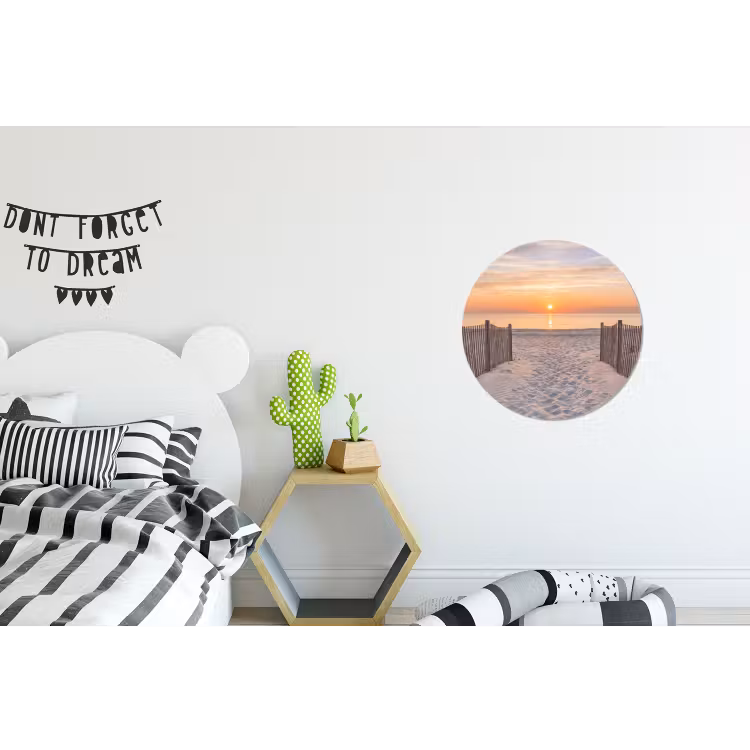 Zonsondergang - Strand - Zand Wandcirkel aluminium klein -kinderkamer