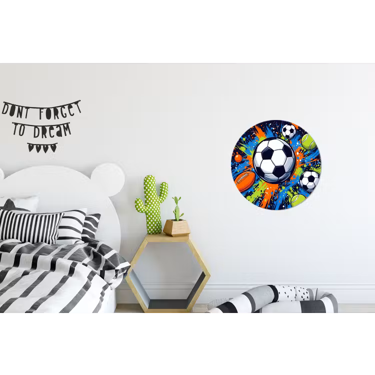 Sport - Ballen - Kleurrijk Wandcirkel aluminium klein -kinderkamer